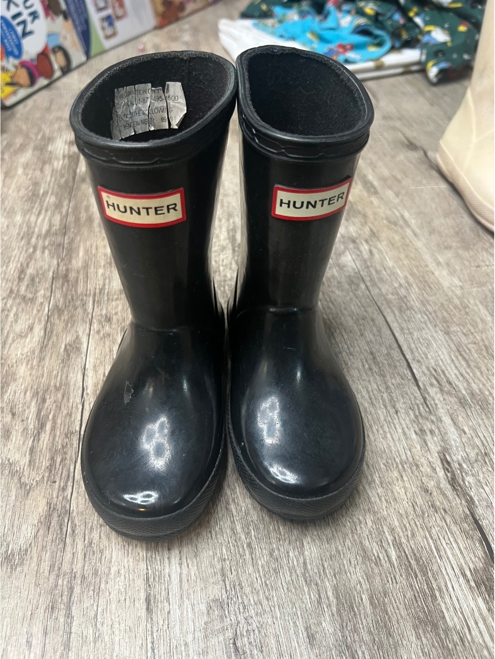Hunter kids black rain boots US boys 7/girls 8